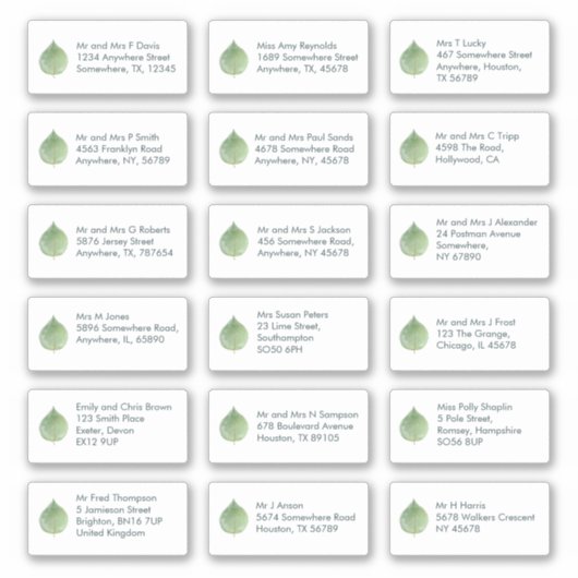 Eucalyptus 18個人名住所Sans Serif シール (正面)