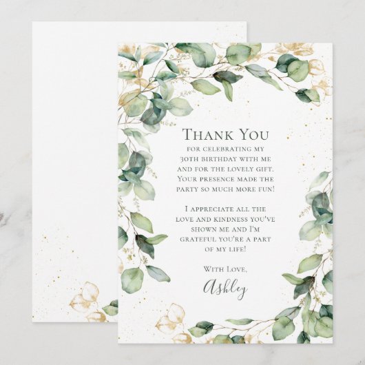 Eucalyptus 30th Birthday  サンキューカード (正面/裏面)