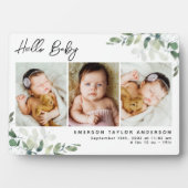 Eucalyptus 3 Photo Baby Birth Stats Keepsake フォトプラーク (正面)