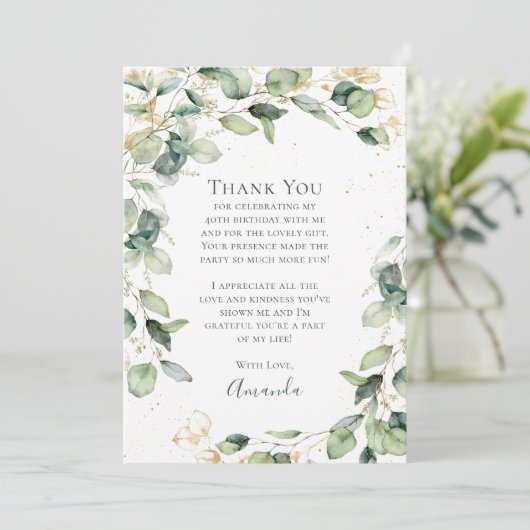 Eucalyptus 40th Birthday サンキューカード (スタンド正面)