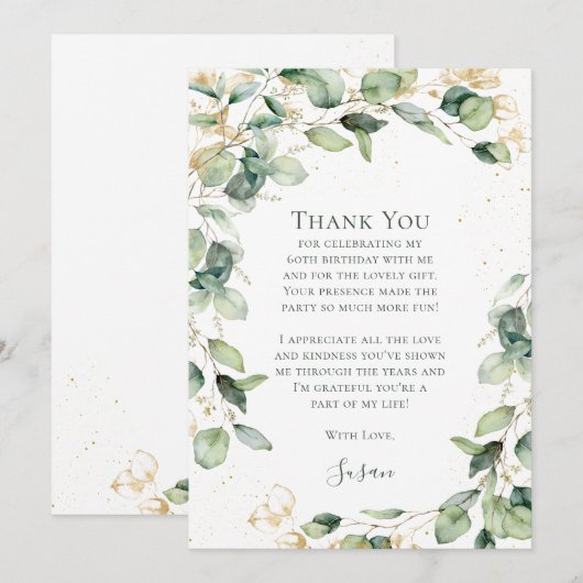 Eucalyptus 60th Birthday  サンキューカード (正面/裏面)