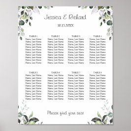 Eucalyptus 8 Tables Seating Chart Poster Sign ポスター
