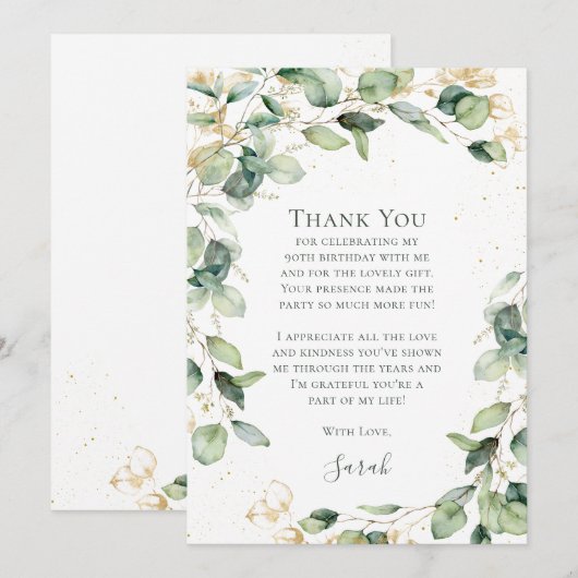 Eucalyptus 90th Birthday  サンキューカード (正面/裏面)