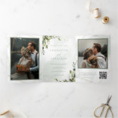 Eucalyptus All in One QR Code Photo 結婚's 三つ折り招待状 (内部)