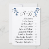 Eucalyptus Alphabetical 10 Guest Table Chart Cards 招待状 (正面)