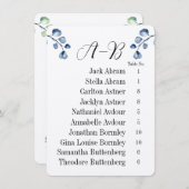 Eucalyptus Alphabetical 10 Guest Table Chart Cards 招待状 (正面/裏面)