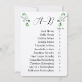 Eucalyptus Alphabetical 12 Guest Table Chart Cards 招待状 (裏面)