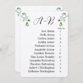 Eucalyptus Alphabetical 12 Guest Table Chart Cards 招待状 (正面/裏面)