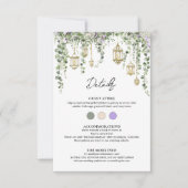 Eucalyptus and Purple Floral Wedding Details Card (正面)