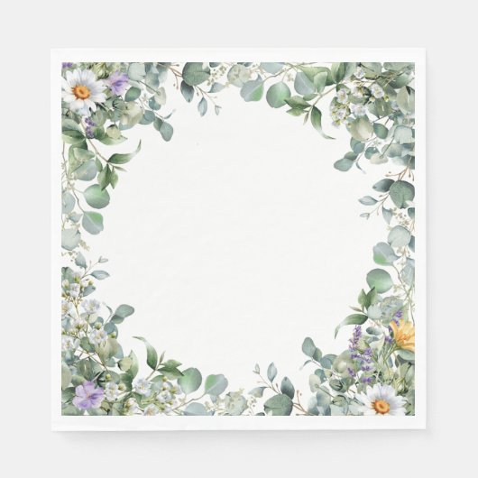 Eucalyptus and Wildflower Elegant Wedding Cocktail スタンダードランチョンナプキン (正面)