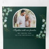 Eucalyptus Arch Emerald Green QR Code Wedding 三つ折り招待状 (内部最初)