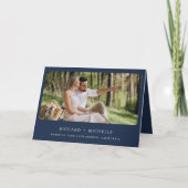 Eucalyptus Arch Photo Navy Blue QR Code Wedding 招待状 (正面)
