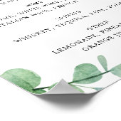 Eucalyptus Bar Menu Sign | Elegant Wedding Drinks ポスター (角)