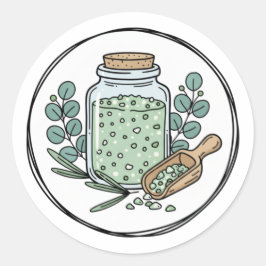 Eucalyptus Bath Soak Label Illustration | Herbal  ラウンドシール