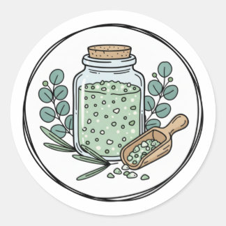 Eucalyptus Bath Soak Label Illustration | Herbal  ラウンドシール
