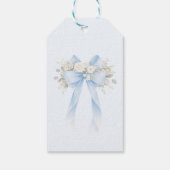 Eucalyptus Blue Bow Baby Shower Thank you ギフトタグ (裏面)