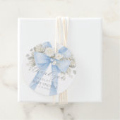 Eucalyptus Blue Bow Baby Shower Thank you フェイバータグ (インサイチュ)