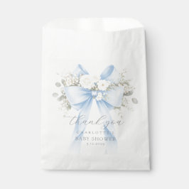 Eucalyptus Blue Bow Baby Shower Thank you フェイバーバッグ