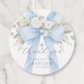 Eucalyptus Blue Bow Baptism Thank you フェイバータグ (正面)
