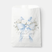 Eucalyptus Blue Bow Baptism Thank you フェイバーバッグ (正面)