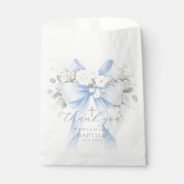 Eucalyptus Blue Bow Baptism Thank you フェイバーバッグ
