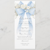 Eucalyptus Blue Bow Elegant Baby Shower メニュー (正面)