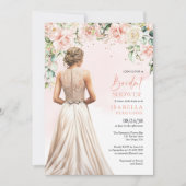 Eucalyptus Blush Pink Roses Floral Bridal Shower 招待状 (正面)