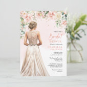 Eucalyptus Blush Pink Roses Floral Bridal Shower 招待状 (スタンド正面)