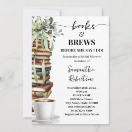 Eucalyptus Books & Brews Coffee Bridal Shower 招待状