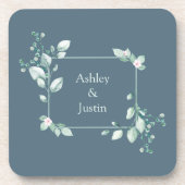 Eucalyptus Botanical Greenery Blue Coaster Set コースター (正面)