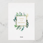 Eucalyptus Botanical Greenery Garden Wedding Gold 箔招待状 (裏面)
