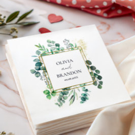 Eucalyptus Botanical Greenery Leaves Wedding スタンダードカクテルナプキン