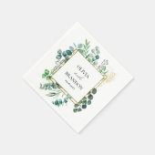 Eucalyptus Botanical Greenery Leaves Wedding スタンダードカクテルナプキン (角)