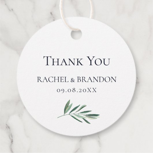 Eucalyptus Botanical Greenery Leaves Wedding フェイバータグ (裏面)