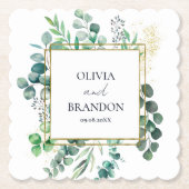 Eucalyptus Botanical Greenery Leaves Wedding ペーパーコースター (正面)