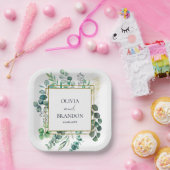 Eucalyptus Botanical Greenery Leaves Wedding ペーパープレート (パーティー)