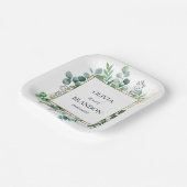 Eucalyptus Botanical Greenery Leaves Wedding ペーパープレート (傾斜あり)