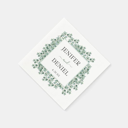 Eucalyptus Botanical Greenery  Wedding スタンダードカクテルナプキン (角)