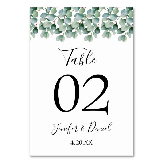Eucalyptus Botanical Greenery  Wedding テーブルナンバー (裏面)
