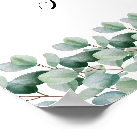 Eucalyptus Botanical Greenery  Wedding ポスター (角)