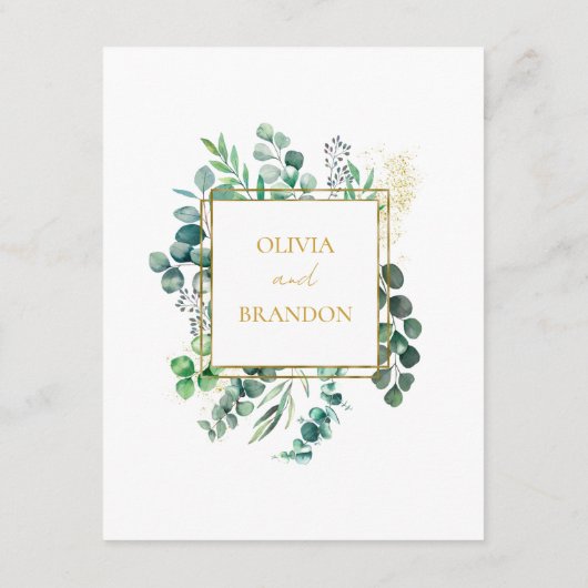 Eucalyptus Botanical Greenery Wedding Reception エンクロージャーカード (裏面)