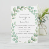 Eucalyptus Botanical Sage Green Boho Wedding 招待状 (スタンド正面)