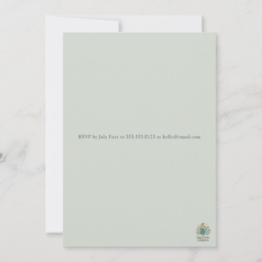 Eucalyptus Botanical Sage Green Boho Wedding 招待状 (裏面)