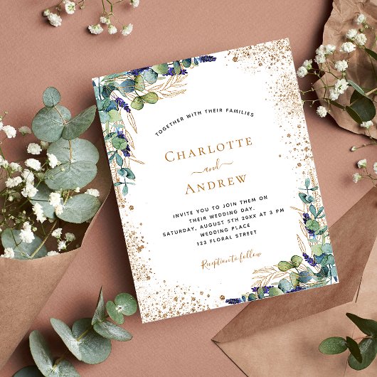 Eucalyptus botanical wedding budget invitation チラシ