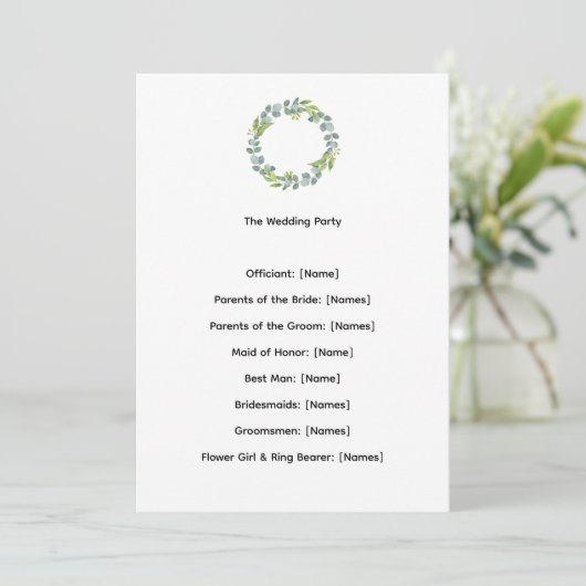 Eucalyptus Botanical Wedding Ceremony Program (スタンド正面)
