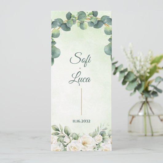 Eucalyptus Botanical Wedding Ceremony Program 招待状 (スタンド正面)