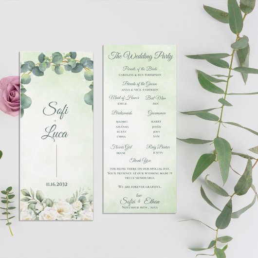 Eucalyptus Botanical Wedding Ceremony Program 招待状