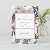 Eucalyptus Bouquet with Pink Border Wedding  招待状 (スタンド正面)