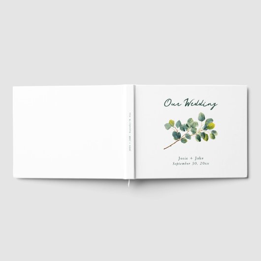 Eucalyptus branch green wedding guest book ゲストブック (全面)