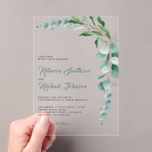 Eucalyptus Branch Wedding アクリル招待状 (インサイチュ (ポータブル))